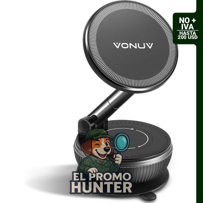 Soporte magnético para auto VONUV, con succión fuerte y ajuste de 360°, compatible con MagSafe.