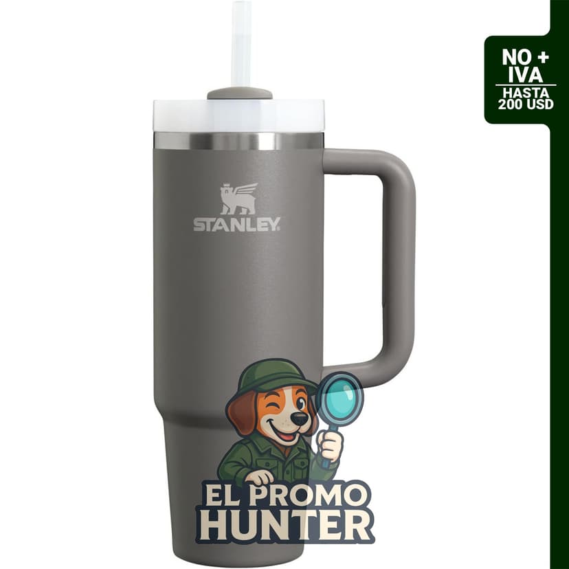 Vaso Stanley Quencher H2.0 de 30 oz (887 ml) con mango y popote, tapa de 3 posiciones, acero inoxidable.