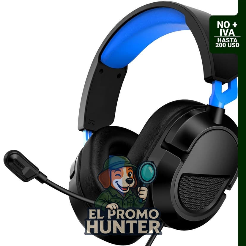Auriculares gaming AOC con cable de 200 cm, peso de 207 g, divisor de 3,5 mm y micrófono.