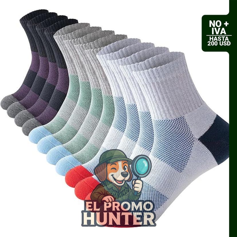 Calcetines deportivos de algodón para hombre, 6 pares con malla y puños elásticos acolchados.