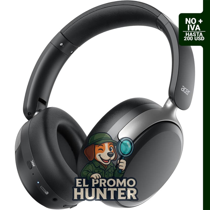 Auriculares Acer OHR516 con cancelación de ruido, batería de 60 horas, drivers de 40 mm y carga rápida USB-C.