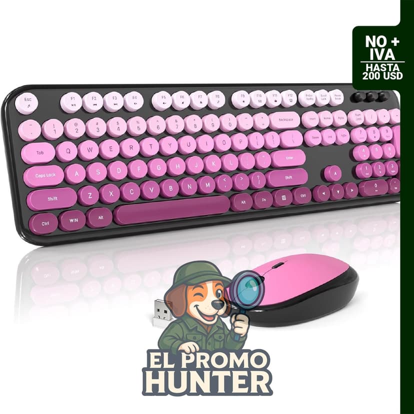 Combo de teclado y mouse inalámbricos, teclado de tamaño completo y mouse de 2.4 GHz para PC y laptops.