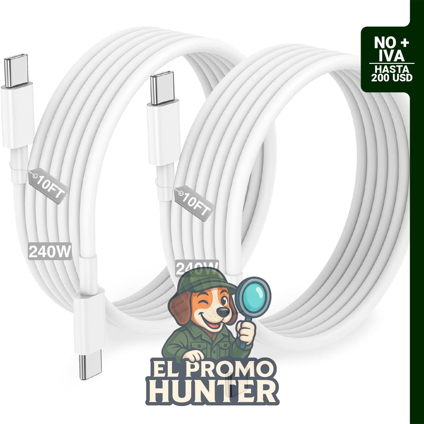 Cable de carga rápida USB C a C de 240 W, 10 pies de longitud, compatible con MacBook Pro, iPad Pro, iPhone 17 Pro Max y Samsung Galaxy S25.