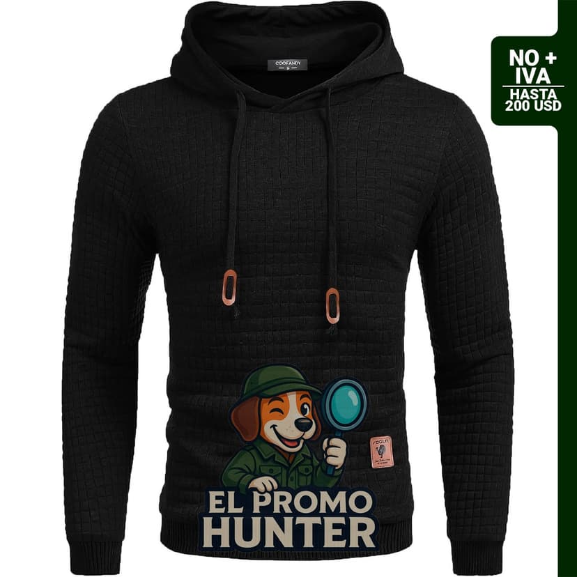 Sudadera con capucha para hombre, de manga larga, con cordón ajustable y tejido de punto de gofre.