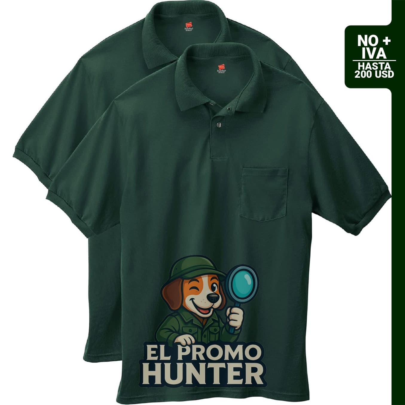 Set de 2 camisas polo de manga corta con bolsillo, marca Hanes.