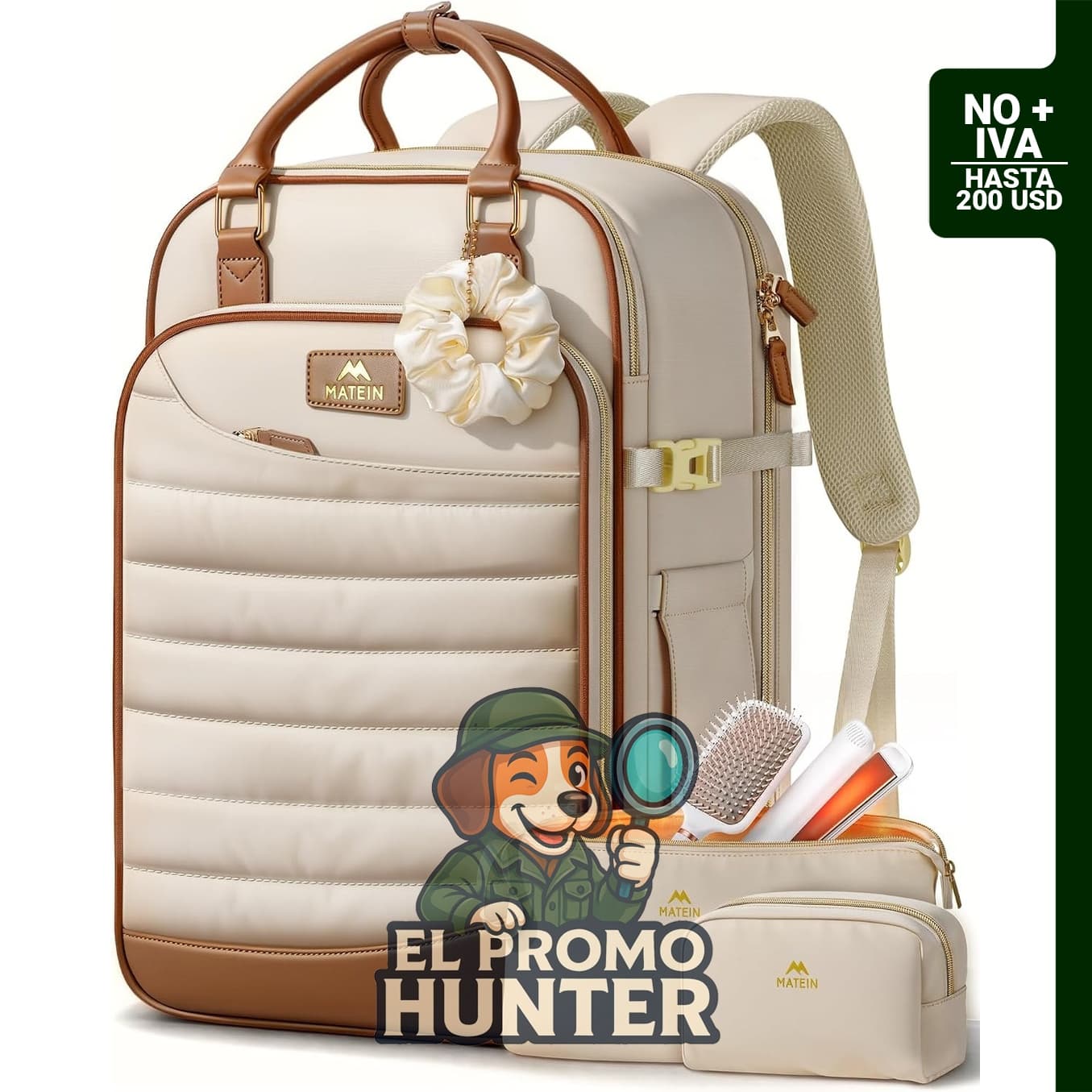 Mochila de viaje de 45,7 cm con organizador para productos de belleza.