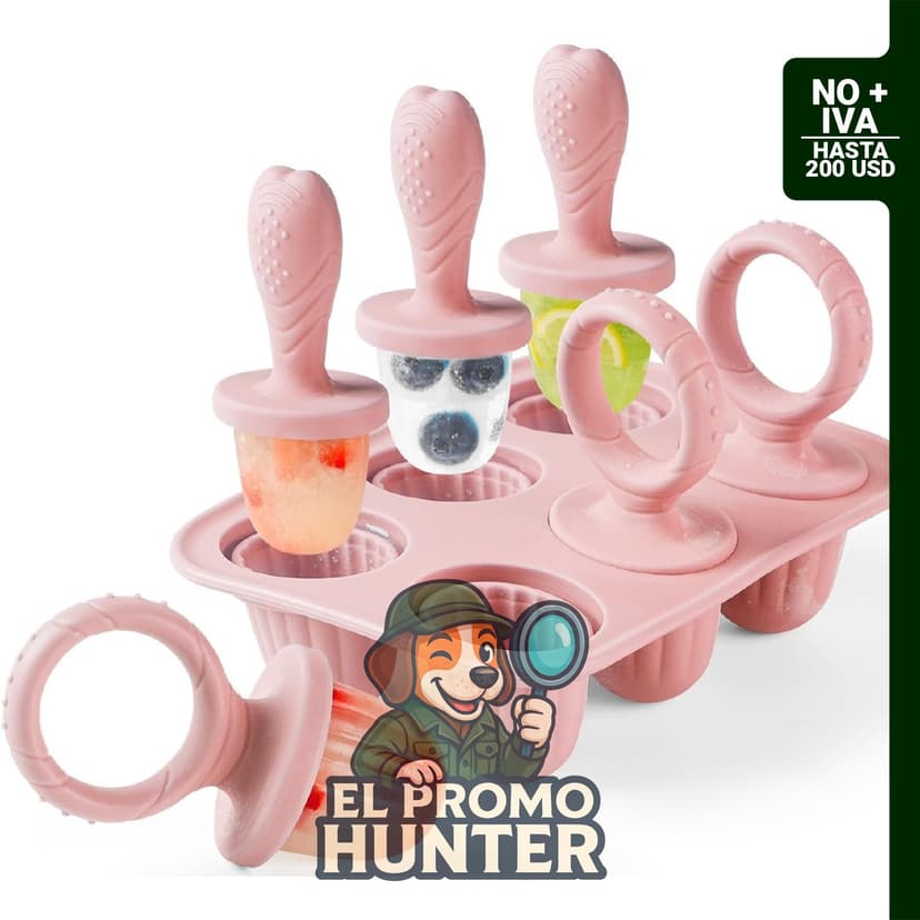 Molde de silicona para 6 mini paletas de bebé, flexible y reutilizable.