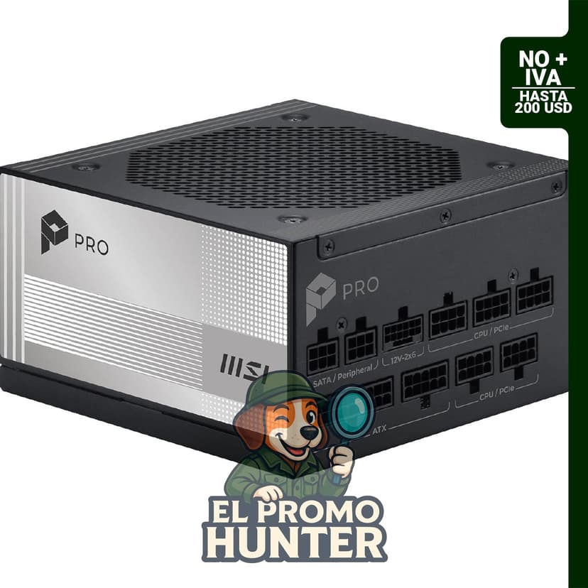 Fuente de alimentación modular MSI PRO A850PL de 850 W, certificación 80+ Platino, compatible con ATX 3.1 y PCIe 5.1.