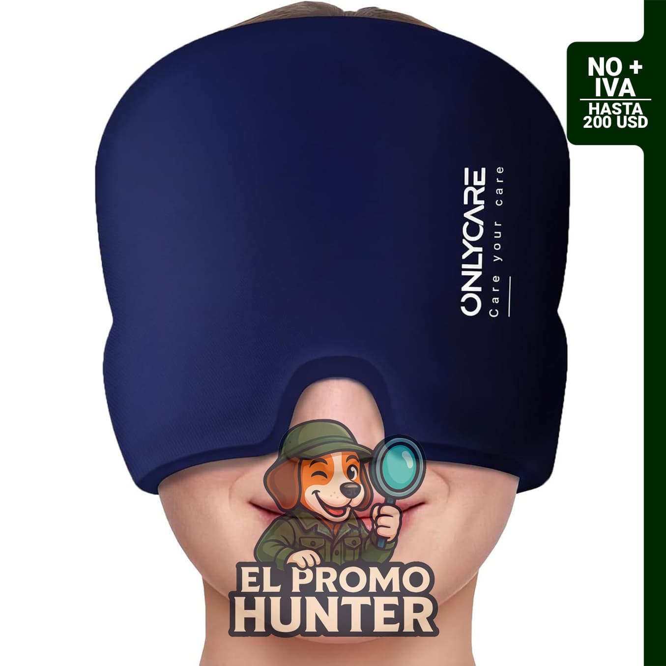 Gorro de alivio de migraña con gel, diseño de 360° para compresas frías.