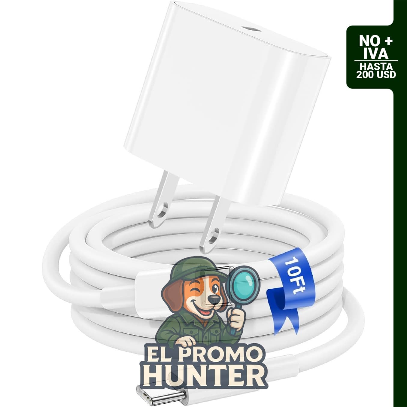 Bloque de carga rápida USB-C de 20 W y cable tipo C a C de 3 m para iPhone 15/16/17 y iPad Mini.