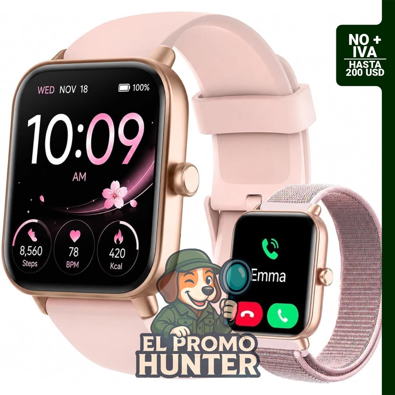 Reloj inteligente Quican para mujer, compatible con iPhone y Android, monitor de frecuencia cardíaca y sueño, resistente al agua, pantalla de 1.8".