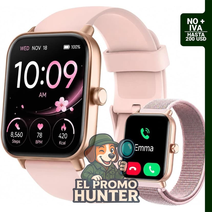 Reloj inteligente Quican para mujer, compatible con iPhone y Android, monitor de frecuencia cardíaca y sueño, resistente al agua, pantalla de 1.8".