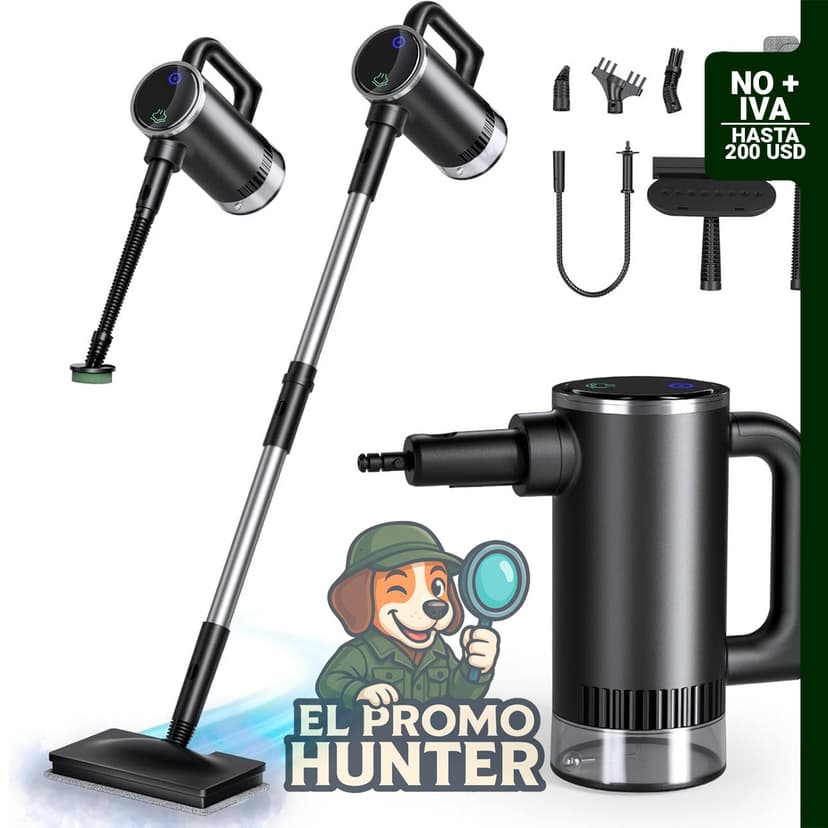 Limpiador de vapor FODFINU 11 en 1 con tanque de 380 mL y 3 niveles de vapor, adecuado para pisos, madera dura, baldosas y más.