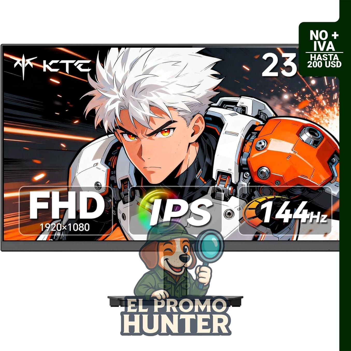 Monitor KTC de 23.8" (60.4 cm) FHD, 144Hz, panel IPS, 95% DCI-P3, 99% sRGB, 300 cd/㎡, 1500:1.