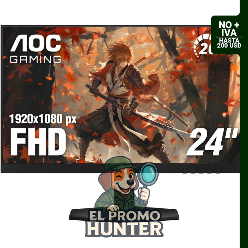 Monitor AOC 24G42HE de 24" (61 cm) con resolución 1920x1080 y frecuencia de 200Hz, panel IPS, compatible con consolas.