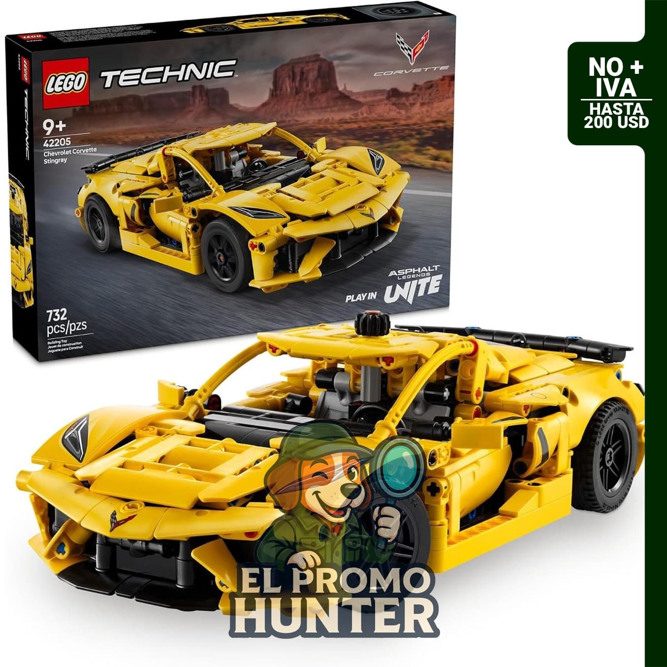 LEGO Technic Chevrolet Corvette Stingray, juego de construcción de auto para niños a partir de 9 años.