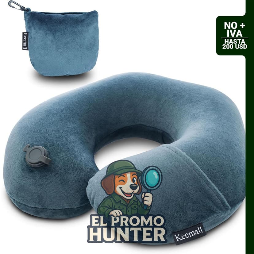 Almohada hinchable de viaje en forma de U, lavable, para soporte de cuello y hombros.