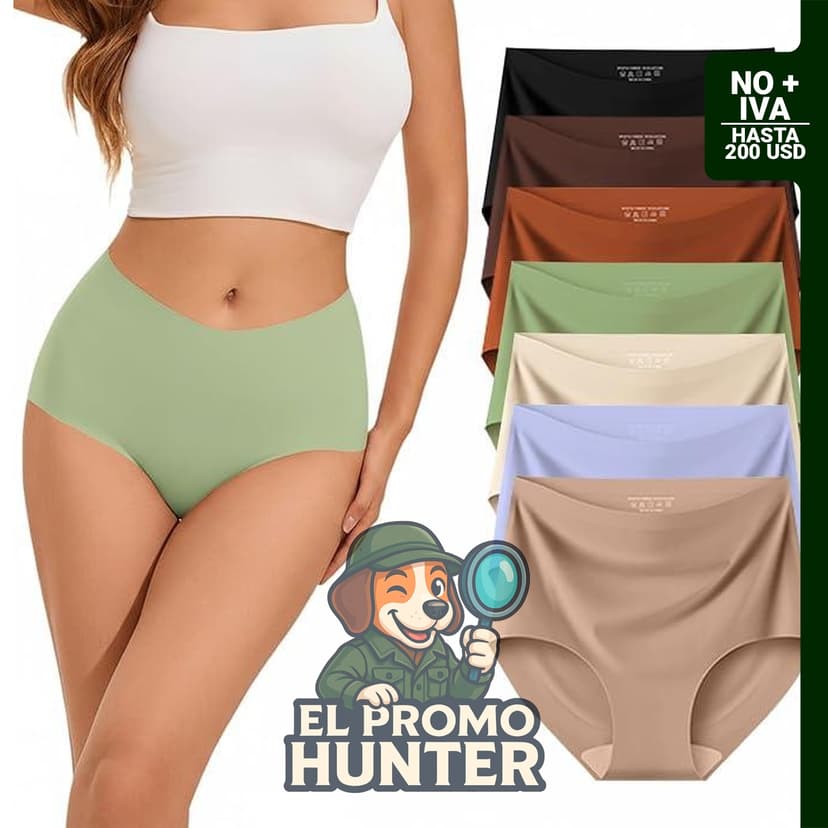Paquete de 7 bragas para mujer, cintura alta, sin etiquetas y sin costuras, en varios colores.