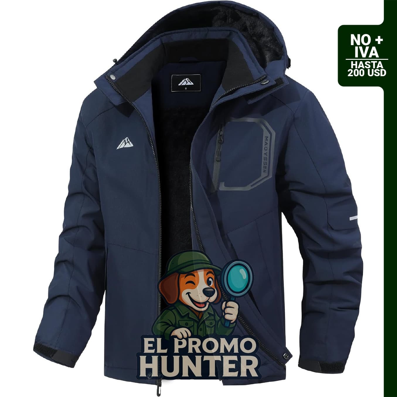 Chaqueta de esquí para hombre, impermeable y con capucha.