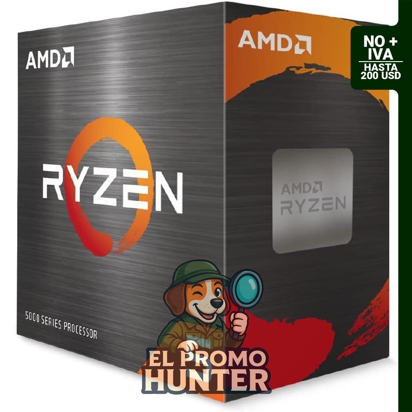 Procesador AMD Ryzen 5 5500 de 6 núcleos y 12 hilos, incluye enfriador Wraith Stealth.