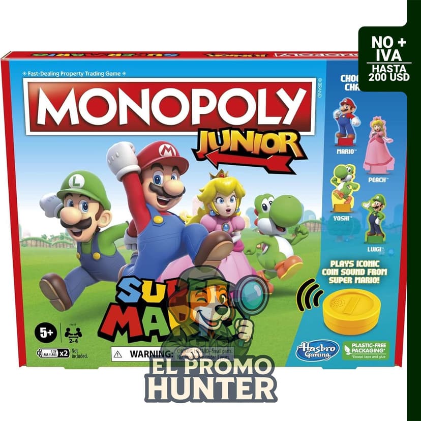 Juego de mesa Monopoly Junior Edición Super Mario, para niños a partir de 5 años.