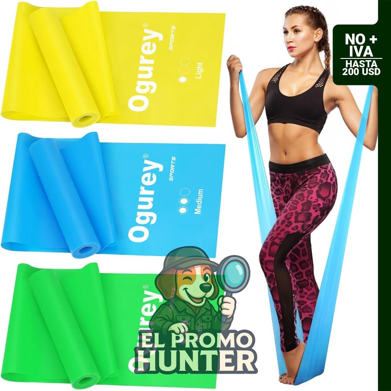 Bandas de resistencia para entrenamiento de fuerza, yoga y pilates.