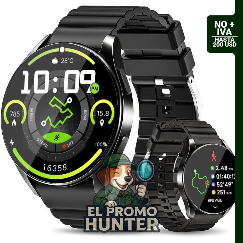 Reloj inteligente KPEP con pantalla HD de 1,39", GPS, monitoreo de salud y más de 100 modos deportivos.