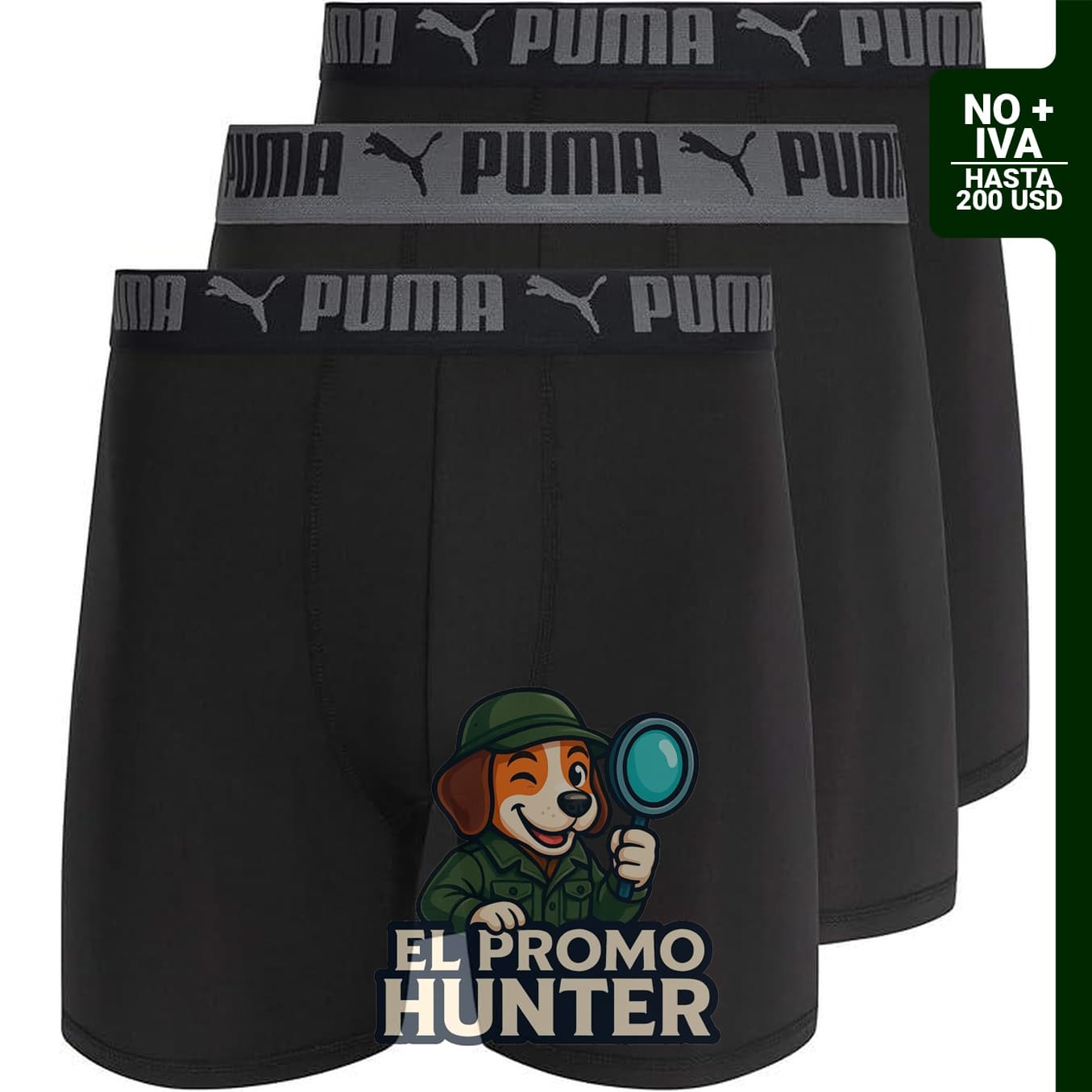 Bóxer corto Puma Tech, paquete de 3 unidades para hombre.