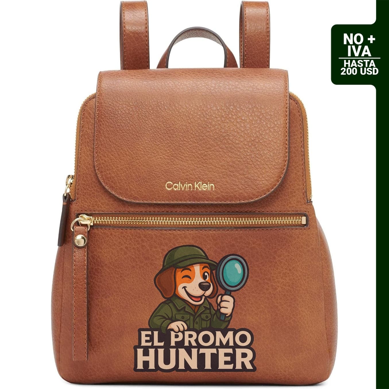 Mochila Calvin Klein Elaine Bubble Lamb con solapa.