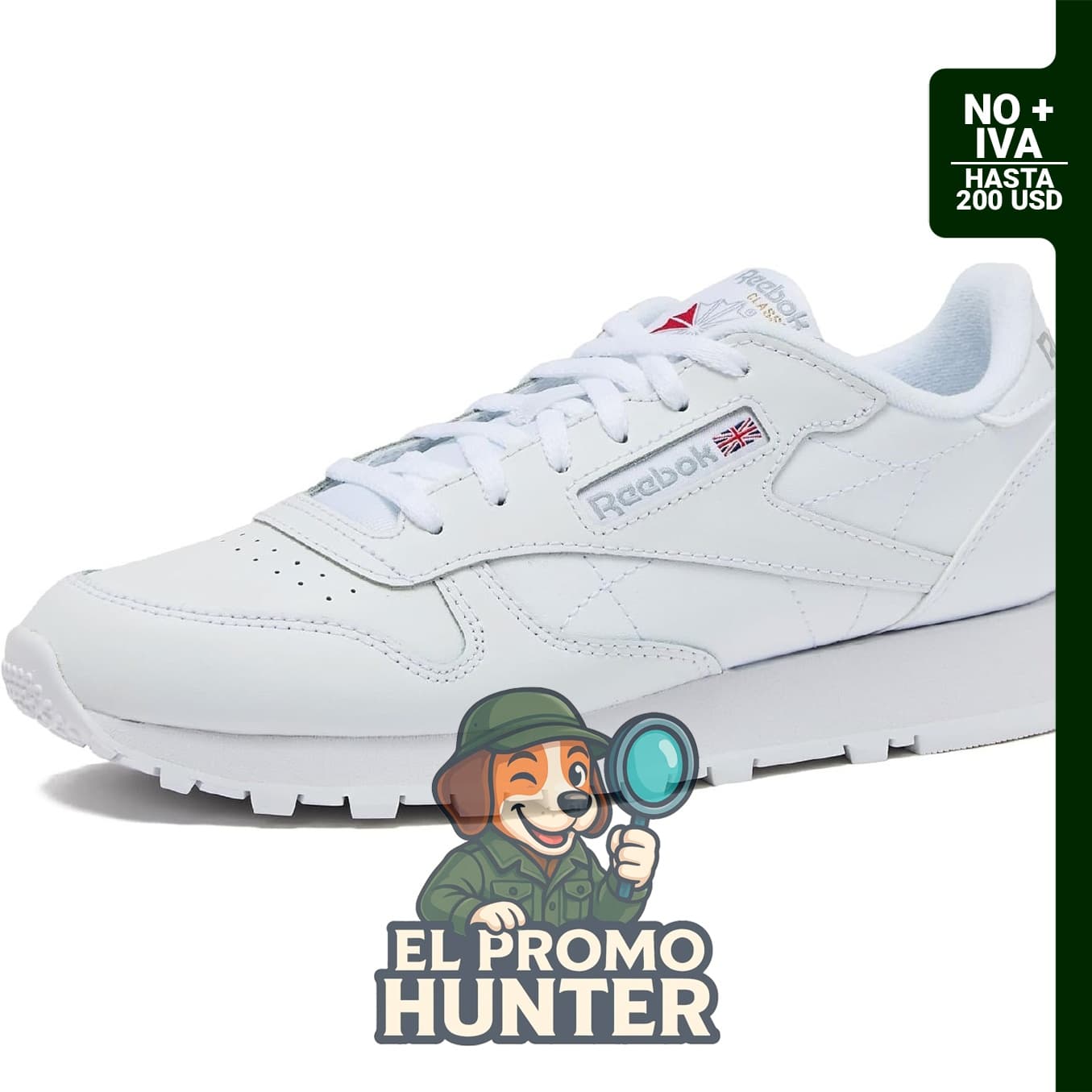 Zapatos deportivos de cuero Reebok para niños pequeños y grandes.