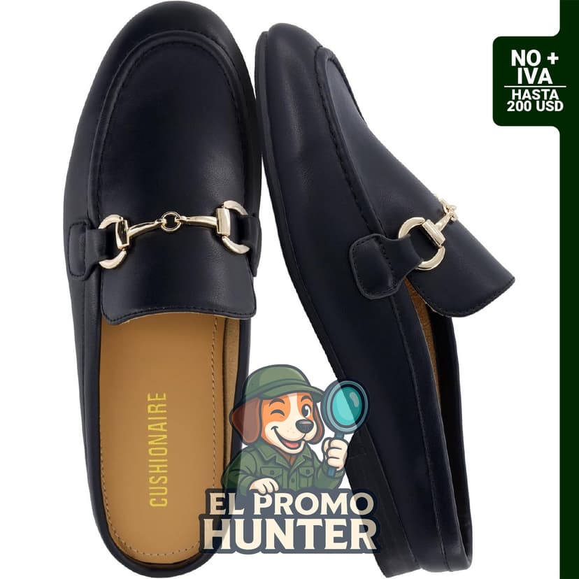 Mocasines casuales para mujer CUSHIONAIRE Yummy, con tacón bajo y detalle de cadena de metal.