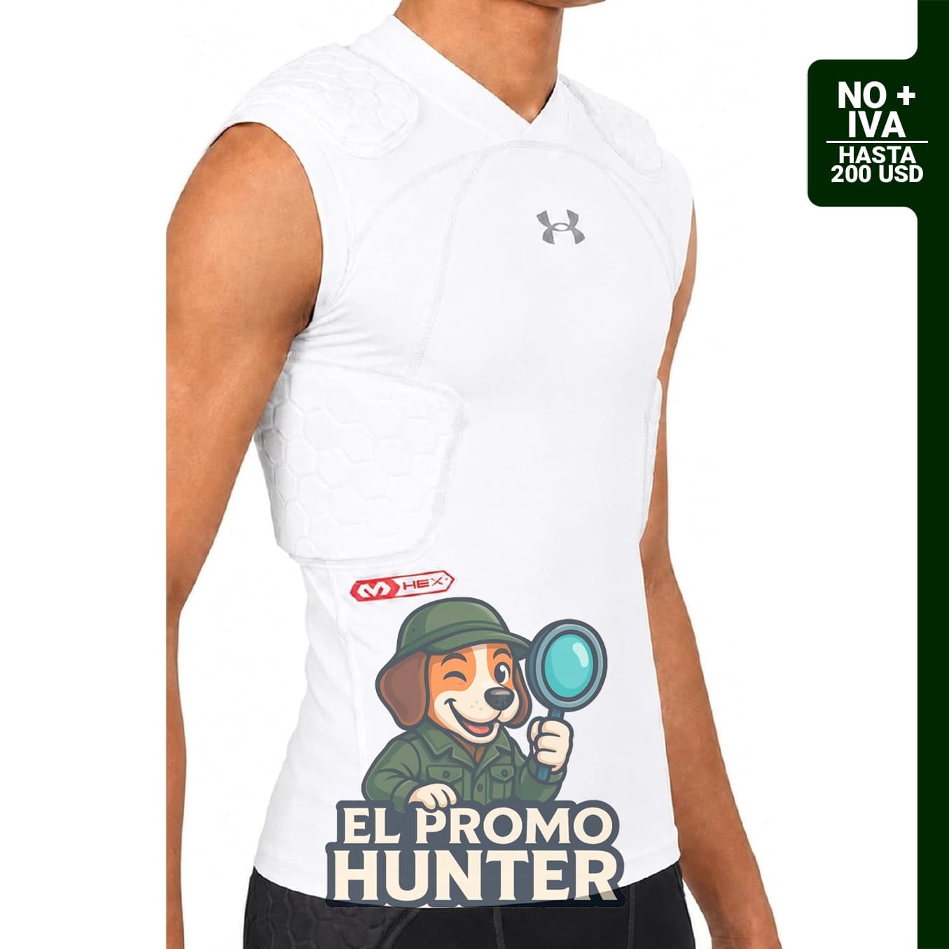 Camiseta de compresión de fútbol juvenil Under Armour Gameday Pro con 5 almohadillas.