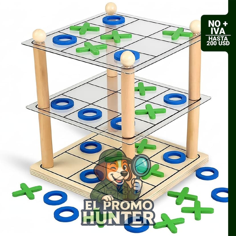 Juego de mesa de madera 3D Ultimate Tic Tac Toe, juego de estrategia clásico para 2 jugadores.
