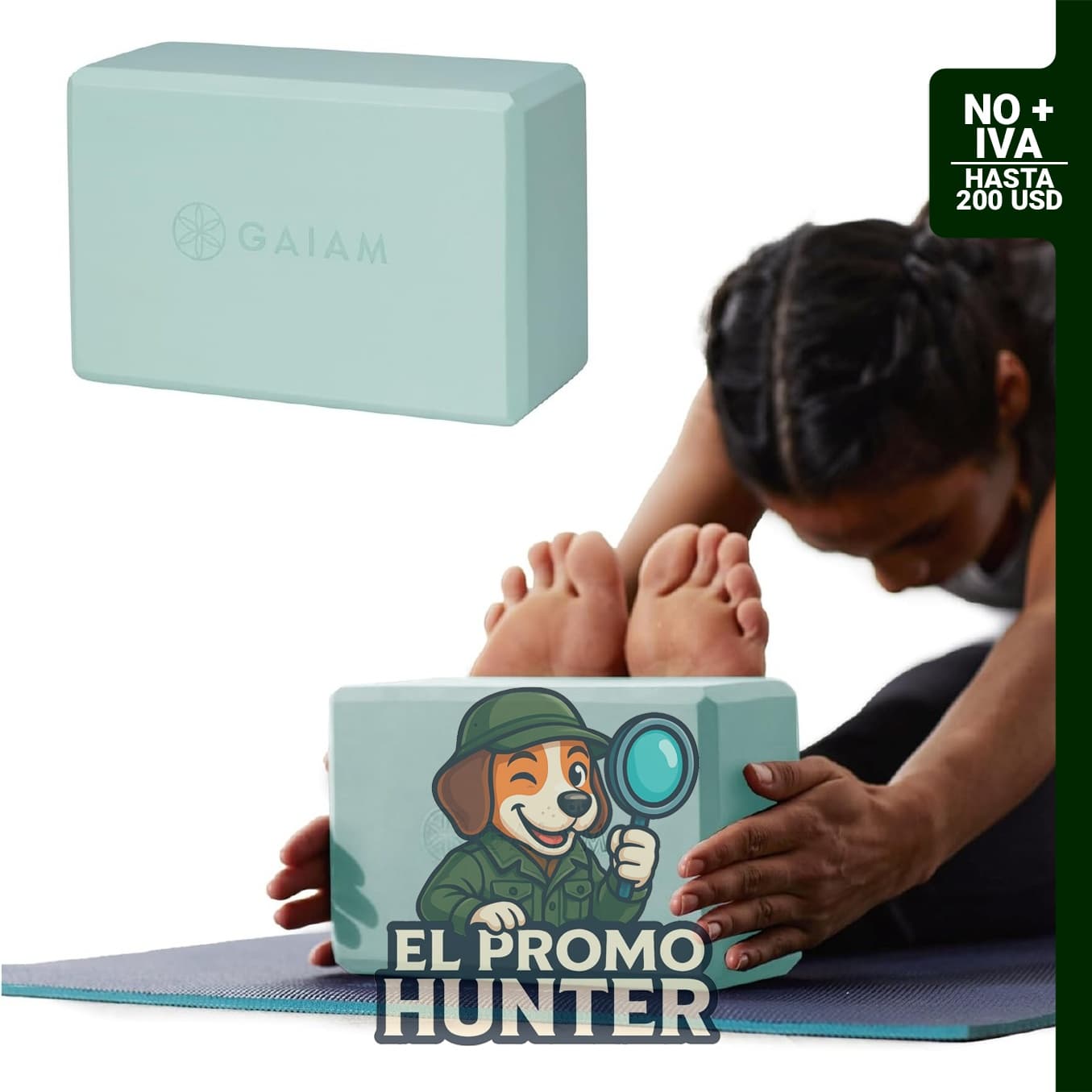 Bloque de yoga Gaiam de espuma EVA sin látex, superficie antideslizante y bordes biselados.
