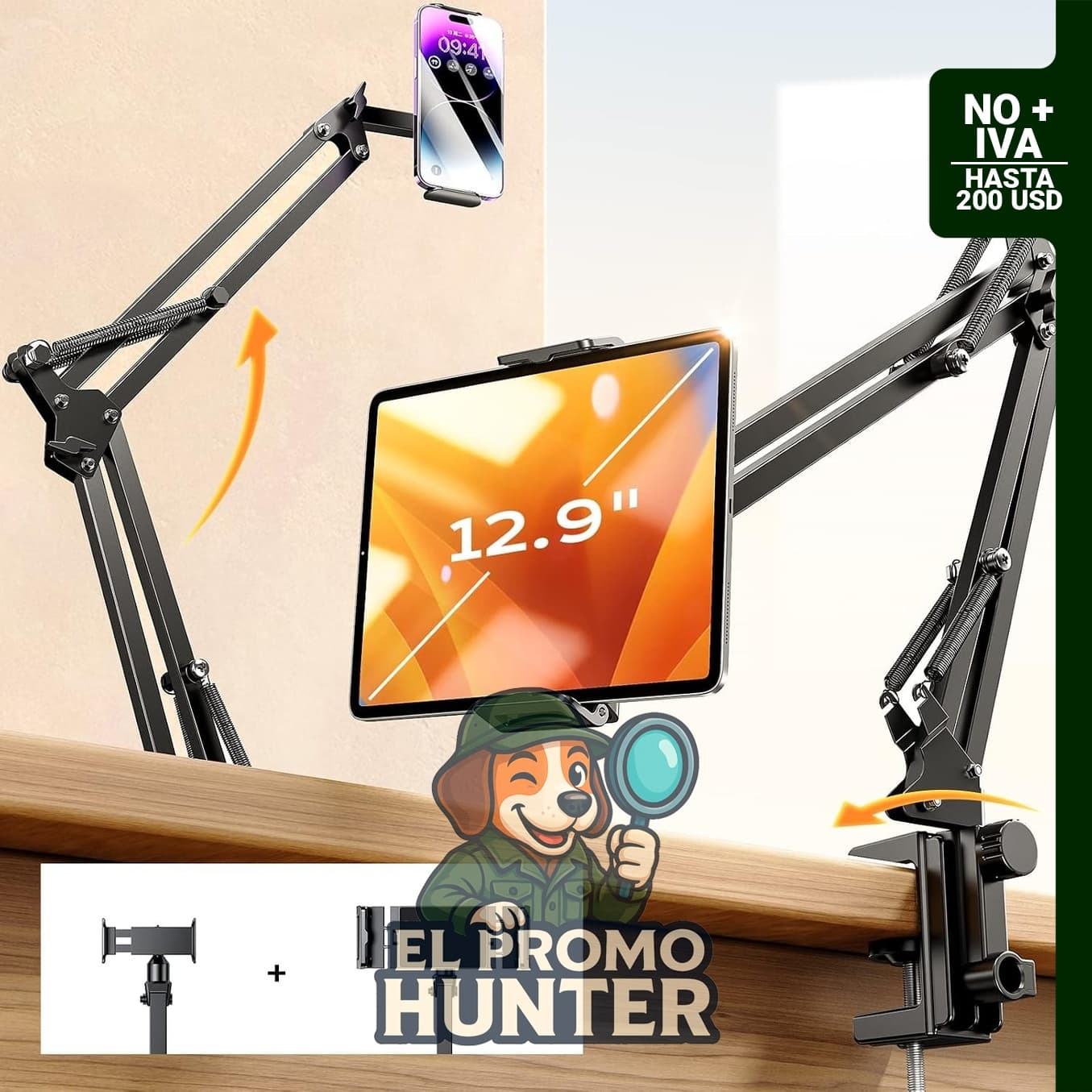 Soporte de escritorio para tabletas, compatible con iPad Air y dispositivos de 4 a 13".