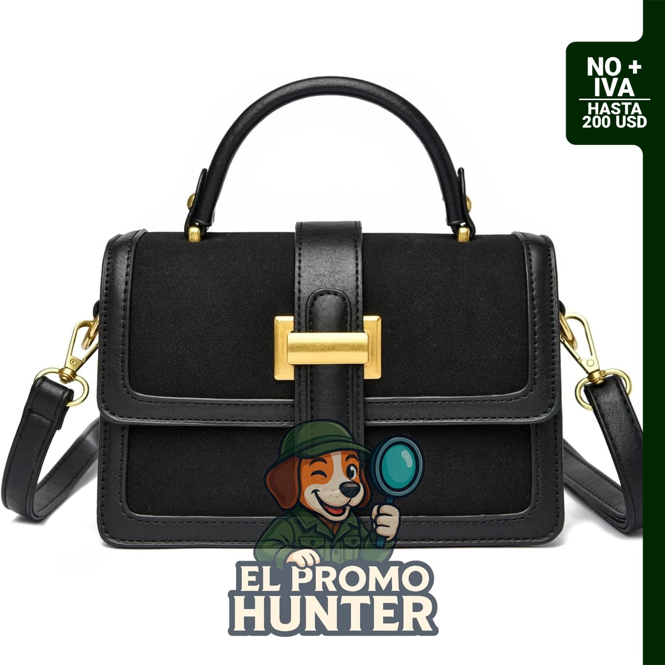 Mini bolso cruzado de gamuza sintética y cuero vegano, diseño cuadrado para mujer.