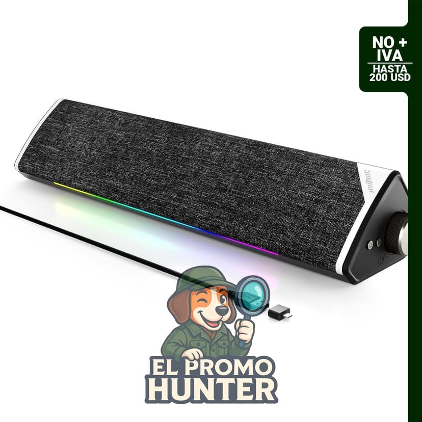 Altavoces de computadora Bluetooth con alimentación USB, compatibles con PC y laptops, con luces LED RGB.
