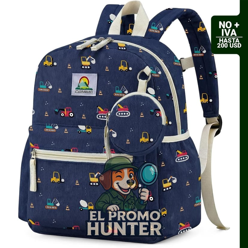 Mochila de pana para niños de 2 a 5 años, 34.3 cm, incluye monedero.