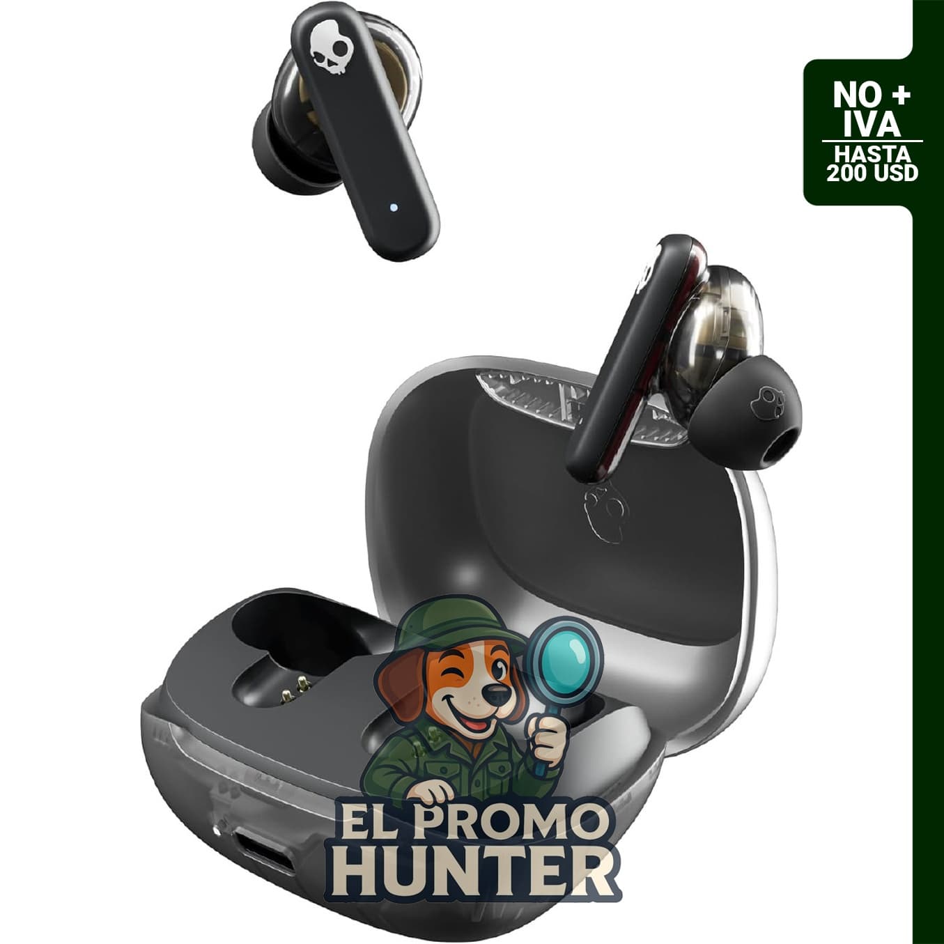 Auriculares inalámbricos Skullcandy Smokin’ Buds con sonido claro y tecnología de aislamiento.