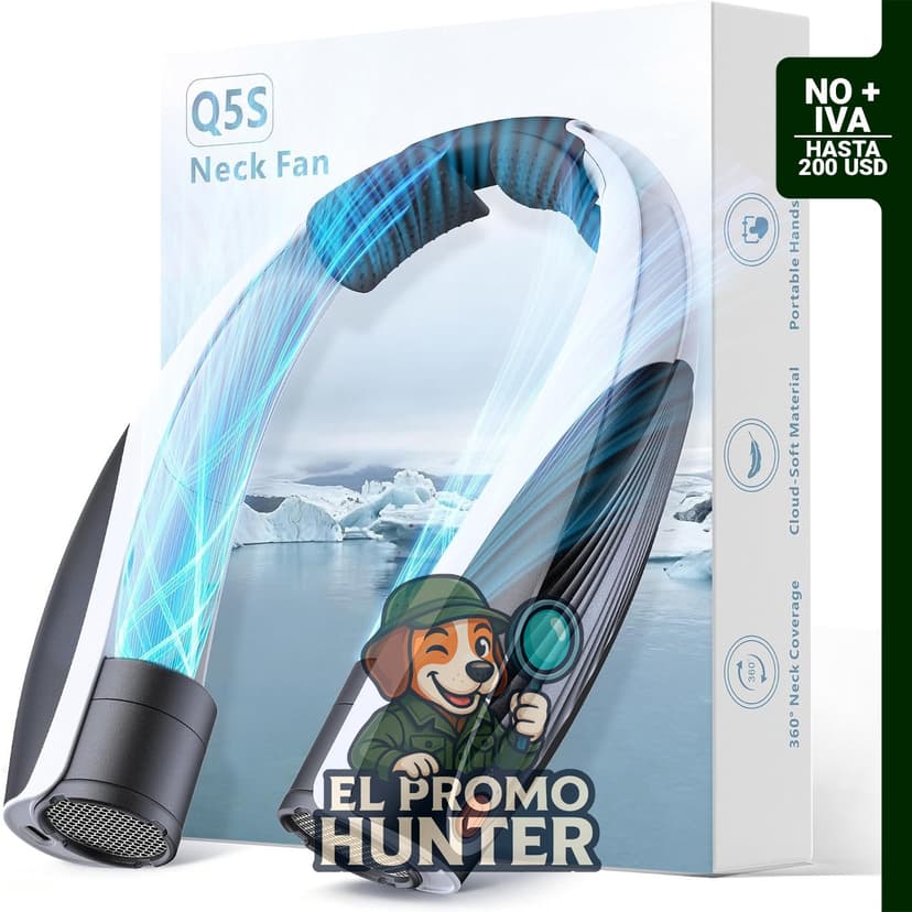 Ventilador de cuello GENVU con batería de 20 horas, 6 velocidades y enfriamiento 360°.