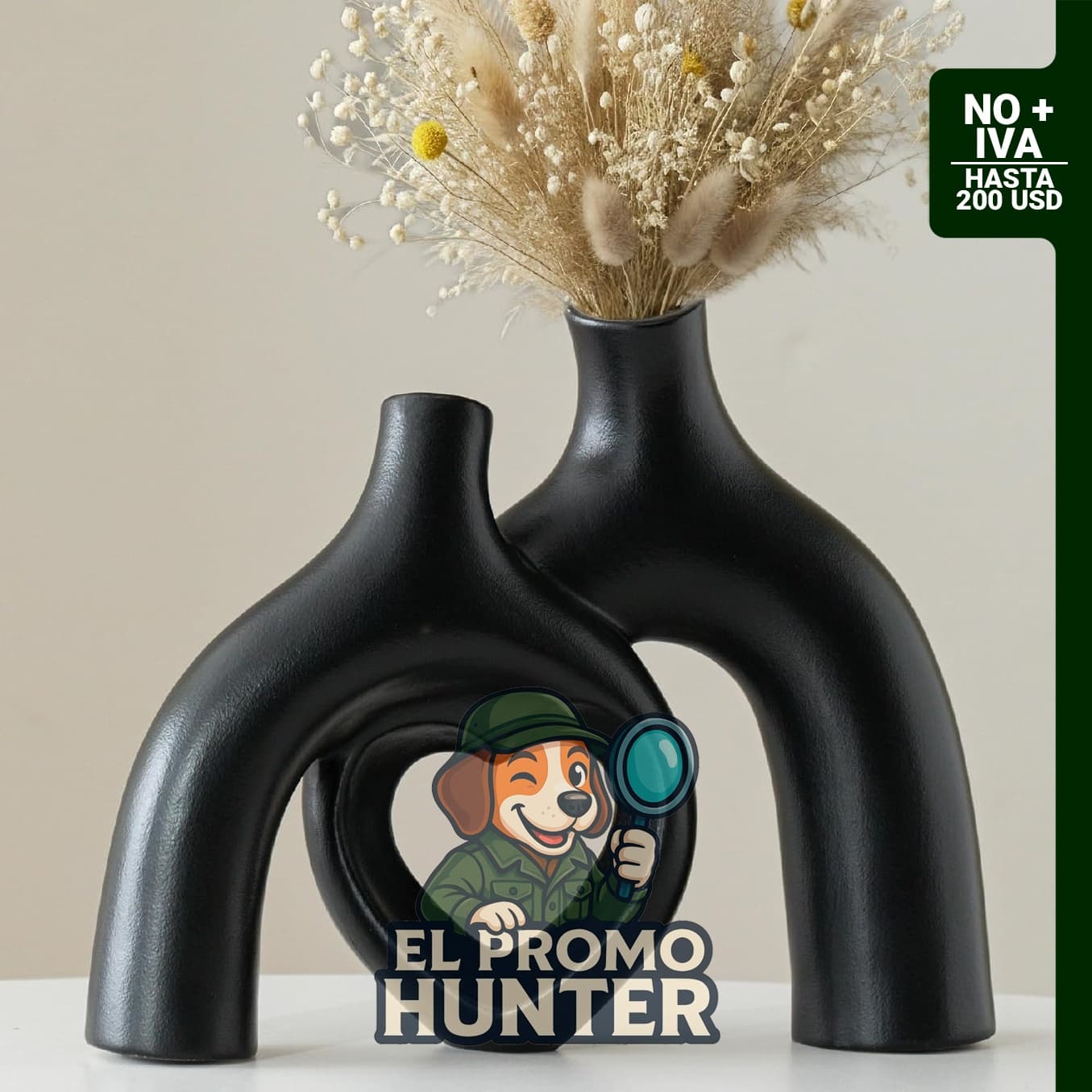 Jarrones de cerámica huecos en forma de dona de 22.86 cm, diseño minimalista nórdico para decoración.