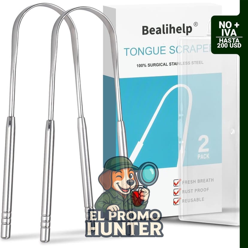 Juego de 2 limpiadores de lengua de acero inoxidable 304, adecuado para adultos y niños.