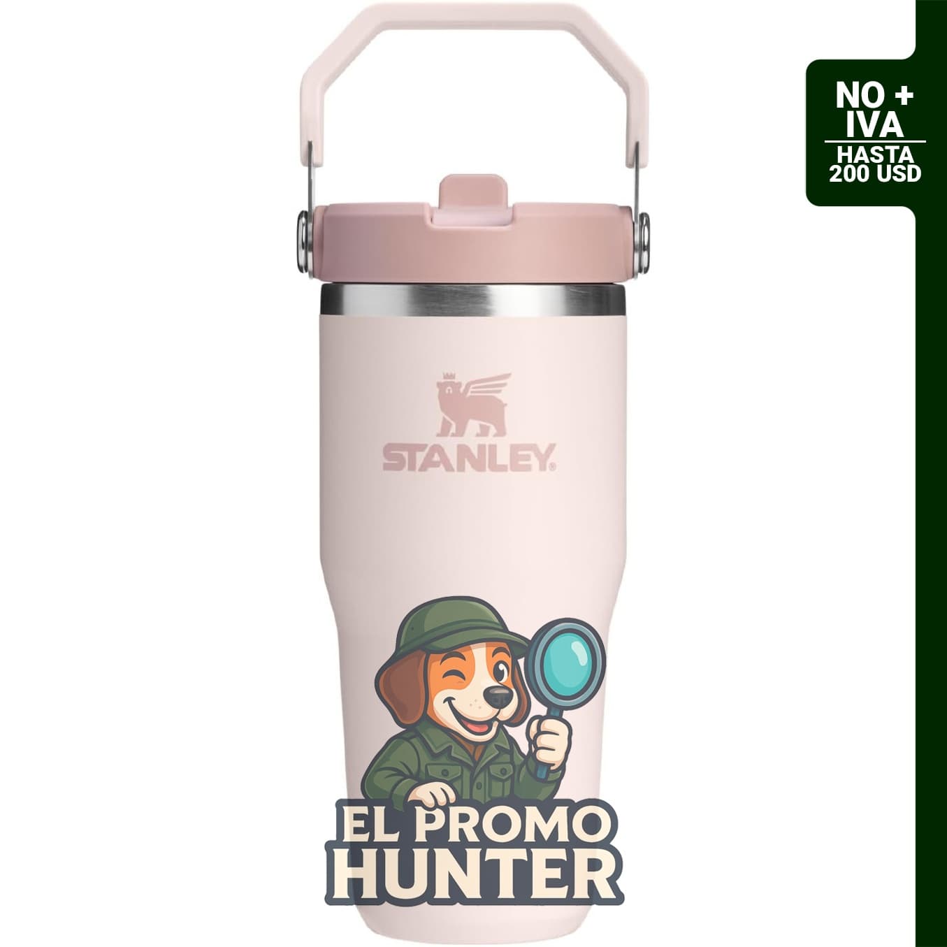 Taza STANLEY IceFlow 2.0 de 414 ml, color Rose Quartz, diseñada para evitar derrames.