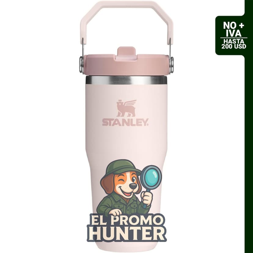 Taza STANLEY IceFlow 2.0 de 414 ml, color Rose Quartz, diseñada para evitar derrames.