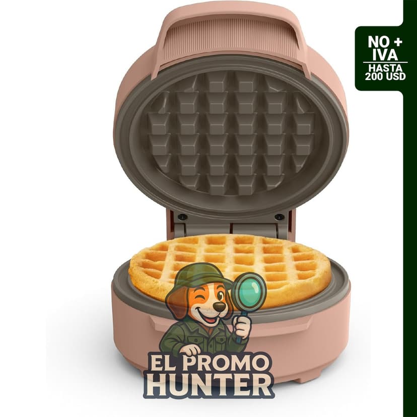 Mini waflera Bella Snack-n-Store con revestimiento antiadherente de cerámica, 400 W, diseño apilable y placas personalizables.