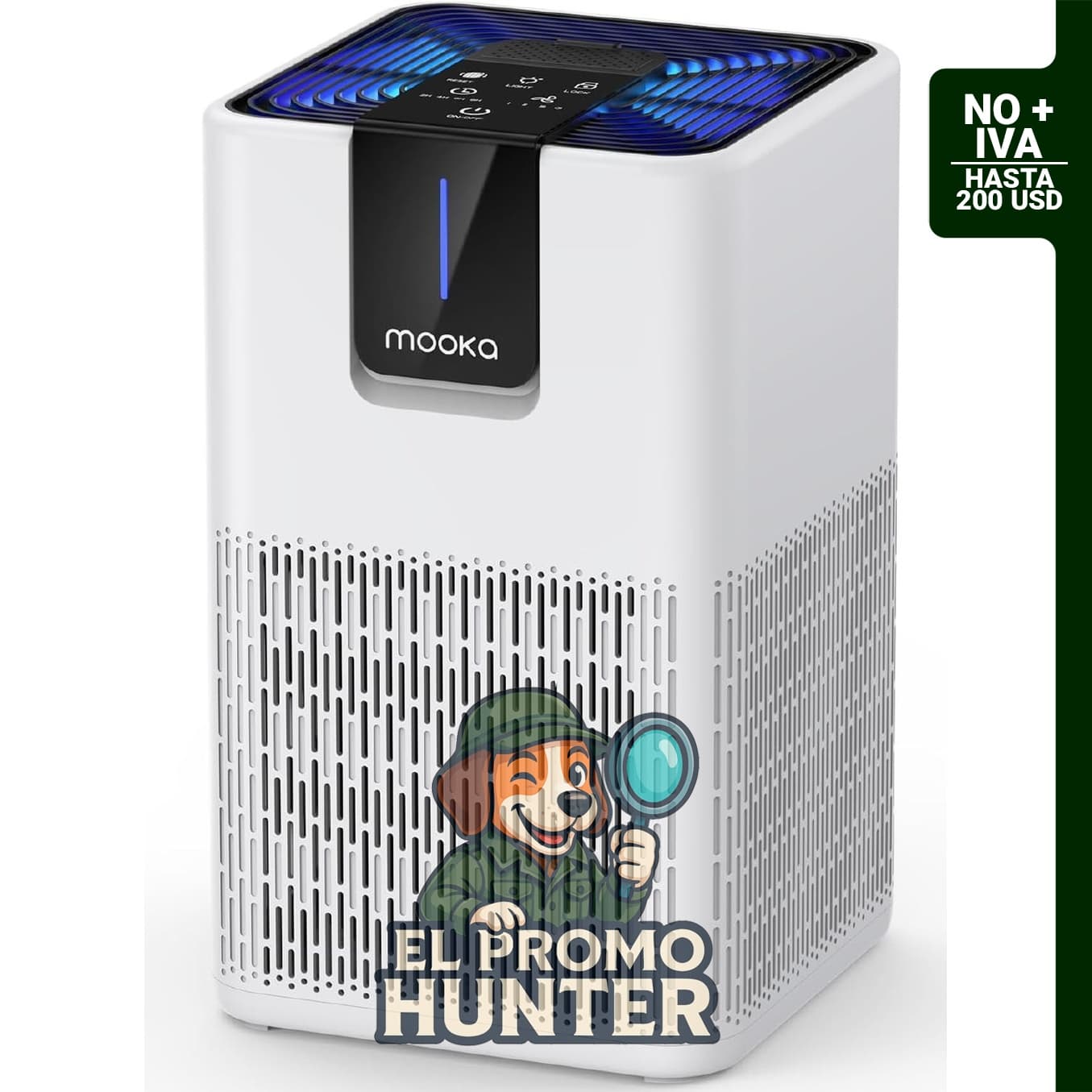 Purificador de aire MOOKA H13 para habitaciones grandes hasta 116 m², filtro HEPA M05, 15 dB de ruido.