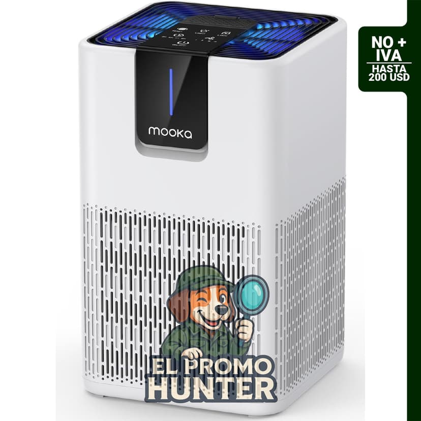 Purificador de aire MOOKA H13 para habitaciones grandes hasta 116 m², filtro HEPA M05, 15 dB de ruido.
