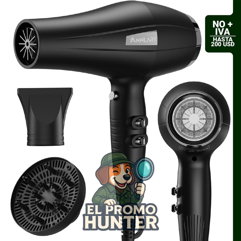Secador iónico profesional de 1875 W con difusor.