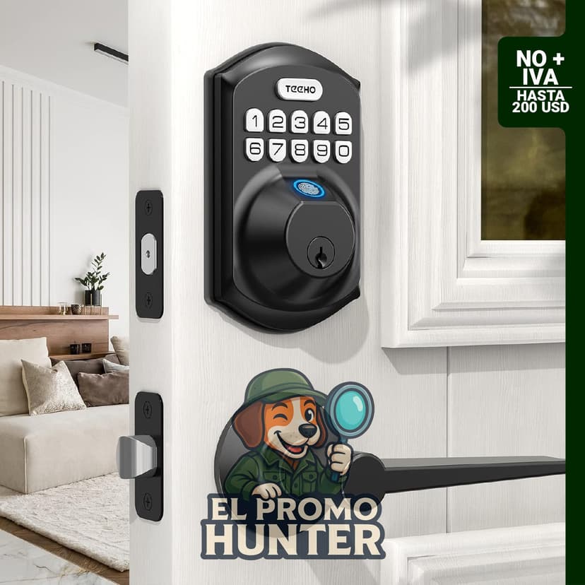 Cerradura de puerta de huellas dactilares TE002L con 2 manijas de palanca y cerrojo electrónico.