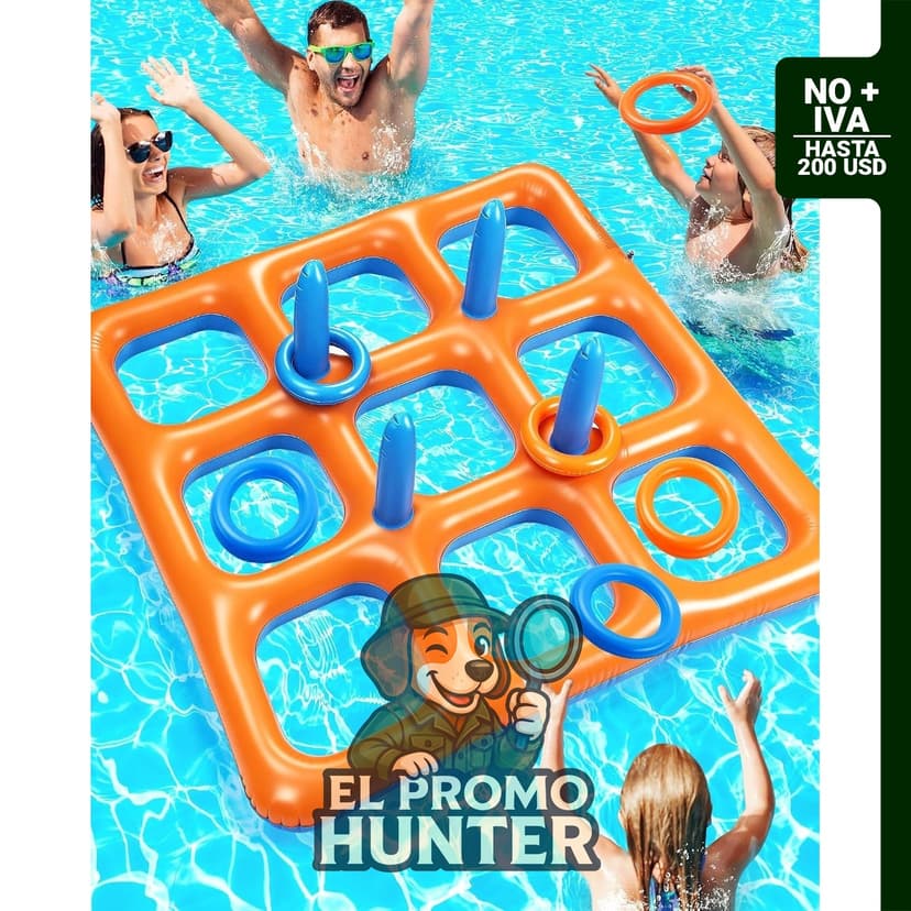 Juguete flotante gigante de 59" (150 cm) que combina Tic Tac Toe y Ring Toss para juegos en piscina.